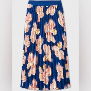 A New Day Floral Pleated Midi Skirt